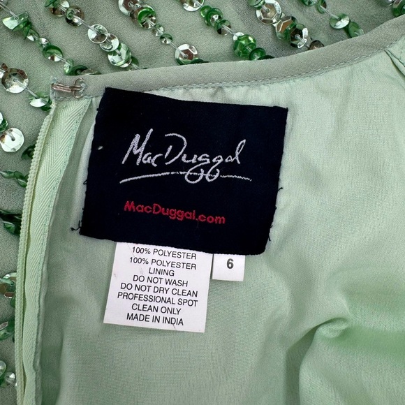 Mac Duggal Sequin Sheath Midi Dress Formal Party Evening Sage Green Size 6 NWT - Picture 11 of 12